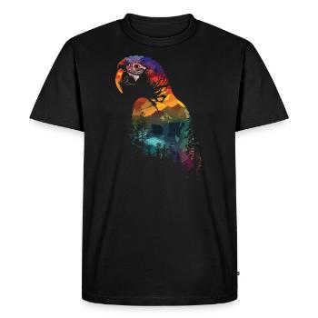 Perroquet Oiseau Ara Nature sauvage - T-shirt Premium bio Homme - noir - Devant - Nico (187cm)