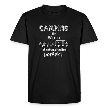 camping and wine - Men's Premium Organic T-Shirt - black - Front - Nico (187cm)