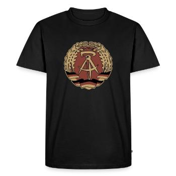 GDR Coat of Arms, East, Ossi Gift - Men's Premium Organic T-Shirt - black - Front - Nico (187cm)