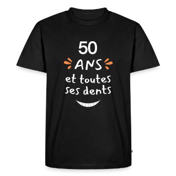 Cadeau 50 ans humour Anniversaire 50 ans - T-shirt Premium bio Homme - noir - Devant - Nico (187cm)