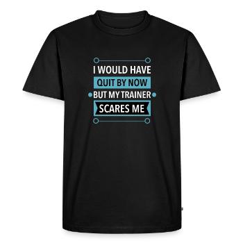 Je l’aurais fait mais mon entraîneur me fait peur - T-shirt Premium bio Homme - noir - Devant - Nico (187cm)