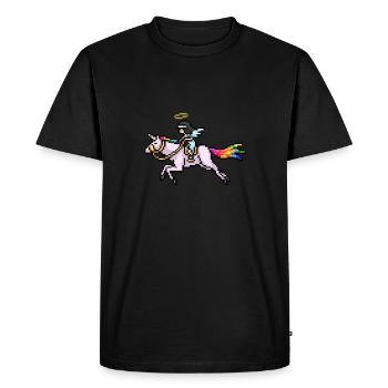 Pixelart Licorne - T-shirt Premium bio Homme - noir - Devant - Nico (187cm)