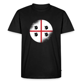 Drapeau de Sardaigne d’occasion Look Drapeau sarde Vintage - T-shirt Premium bio Homme - noir - Devant - Nico (187cm)