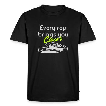 Every Rep Brings You Closer Weight plates Fitness - Men's Premium Organic T-Shirt - black - Front - Nico (187cm)