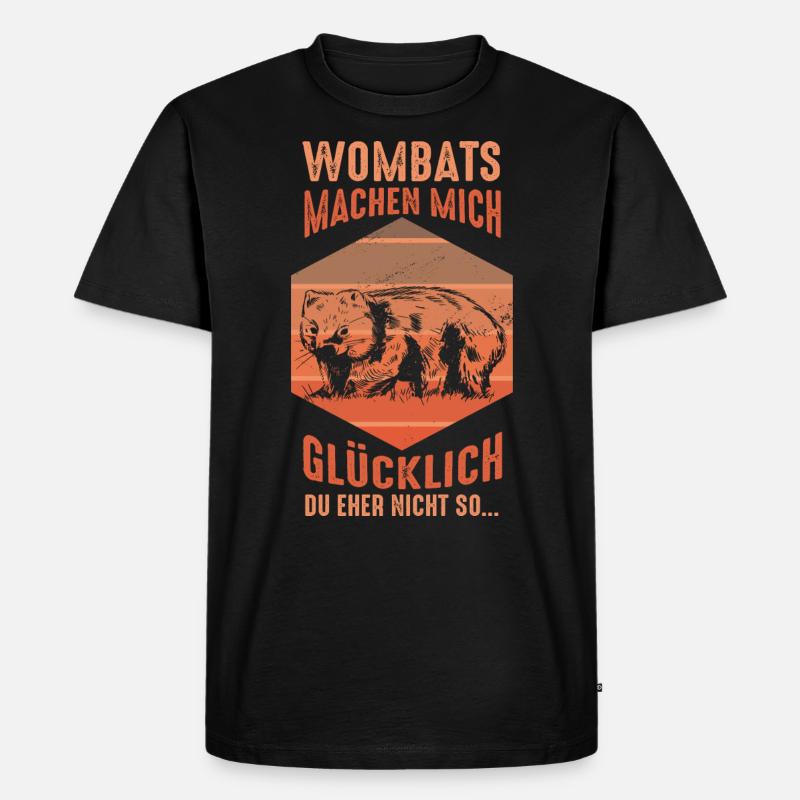 Wombat - Männer Premium Bio T-Shirt - Schwarz