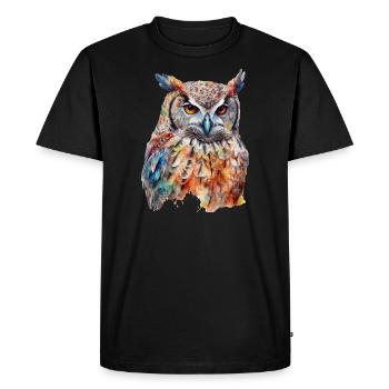 Magic Owl Colorful Animal Bird Forest Aquarelle Style - T-shirt Premium bio Homme - noir - Devant - Nico (187cm)