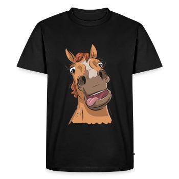 Drôle de cheval fou - T-shirt Premium bio Homme - noir - Devant - Nico (187cm)