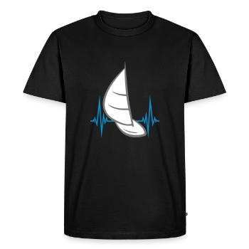 pulse frequency heart beat sea waves boat sailing s - Men's Premium Organic T-Shirt - black - Front - Nico (187cm)