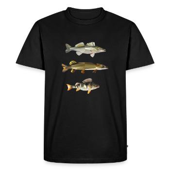 zander hecht barsch perchpike pike perch angeln - Männer Premium Bio T-Shirt - Schwarz - Vorne - Nico (187cm)