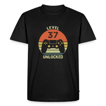 Level 37 Unlocked 37 Years Anniversary Gift - Men's Premium Organic T-Shirt - black - Front - Nico (187cm)