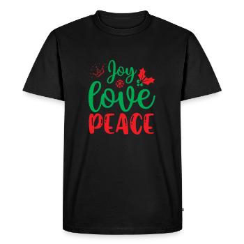 Joy love peace - humour noël - T-shirt Premium bio Homme - noir - Devant - Nico (187cm)