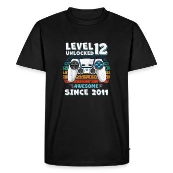 12yr BDay Son Boy Funny Gamer 12th 12 Year Old - Men's Premium Organic T-Shirt - black - Front - Nico (187cm)