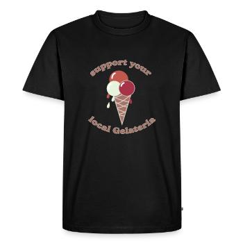 Soutenez votre Gelateria local - T-shirt Premium bio Homme - noir - Devant - Nico (187cm)