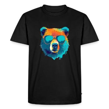 Bill l'ours à lunettes - T-shirt Premium bio Homme - noir - Devant - Nico (187cm)