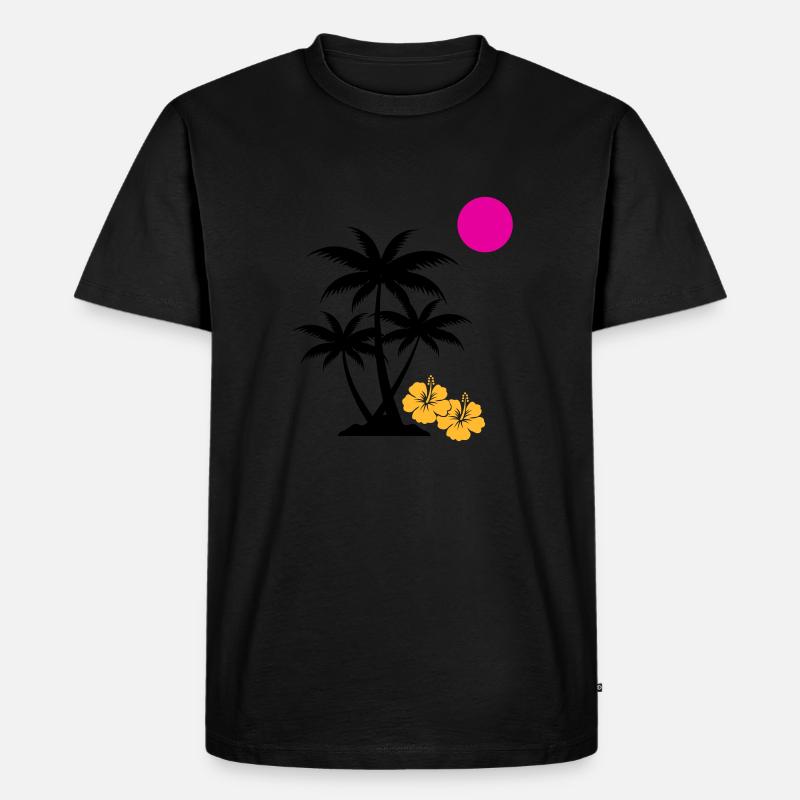 palme sunset - Männer Premium Bio T-Shirt - Schwarz