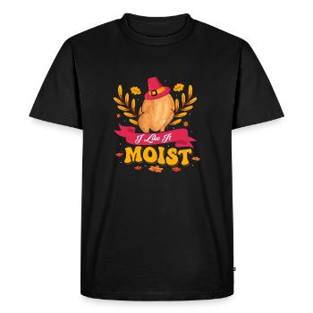 I Like It Moist Thanksgiving Fall Family - Men's Premium Organic T-Shirt - black - Front - Nico (187cm)