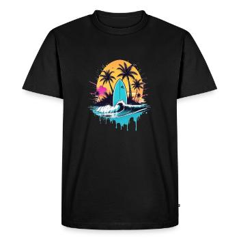 surf plage palmier soleil vacances - T-shirt Premium bio Homme - noir - Devant - Nico (187cm)
