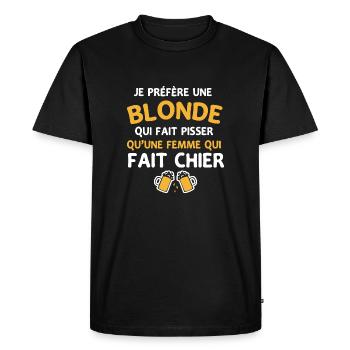 Cadeau humour beauf homme noel anniversaire - T-shirt Premium bio Homme - noir - Devant - Nico (187cm)