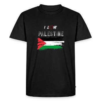 I love Palestine, Gaza, West Bank - Men's Premium Organic T-Shirt - black - Front - Nico (187cm)