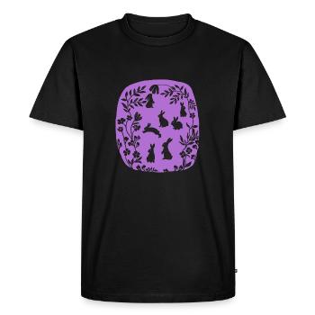 Lapin famille silhouette en violet - T-shirt Premium bio Homme - noir - Devant - Nico (187cm)