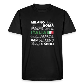 Italy Retro City and Flag Vintage Holiday - Men's Premium Organic T-Shirt - black - Front - Nico (187cm)