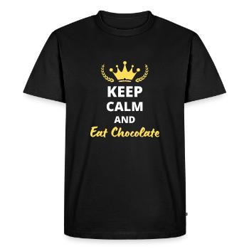 Keep Calm and Eat Chocolate - Men's Premium Organic T-Shirt - black - Front - Nico (187cm)