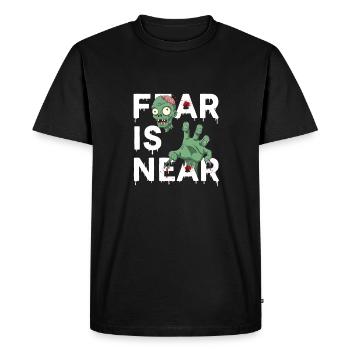 Drôle Halloween Zombie Anime Design "la peur est ne - T-shirt Premium bio Homme - noir - Devant - Nico (187cm)