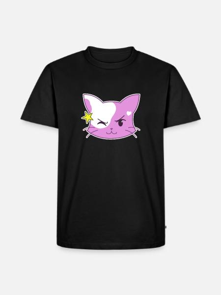 Herzkatze Standart Version zwinkernd - Männer Premium Bio T-Shirt - Schwarz