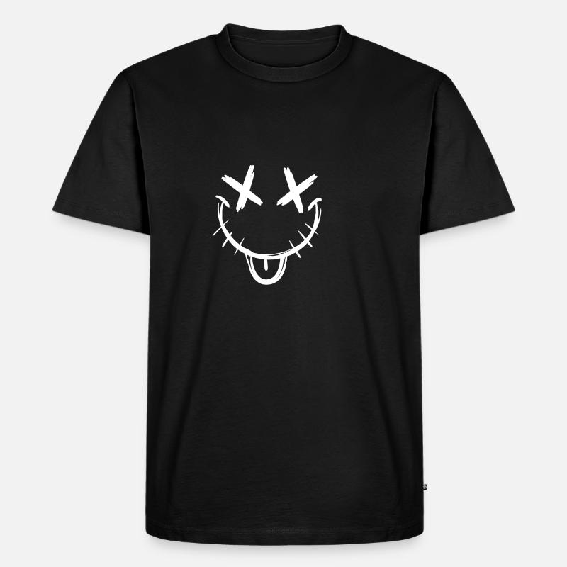 Sorridi con x occhi lingua e bocca cerniera - Maglietta ecologica premium da uomo - nero