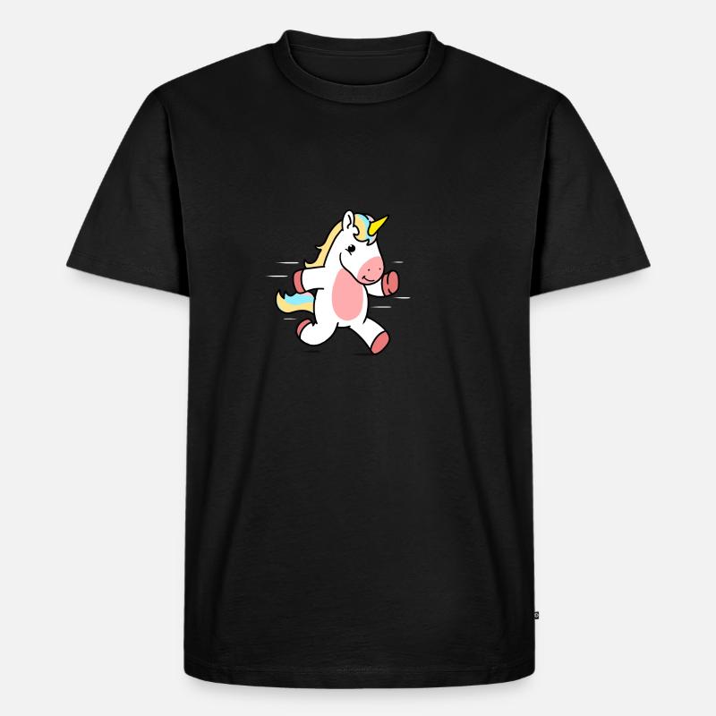 rennendes Einhorn - Männer Premium Bio T-Shirt - Schwarz