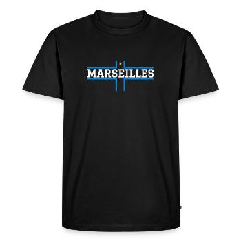 Marseille étoile football - T-shirt Premium bio Homme - noir - Devant - Nico (187cm)
