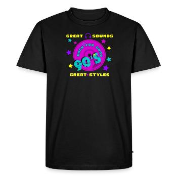 90s sounds - Männer Premium Bio T-Shirt - Schwarz - Vorne - Nico (187cm)