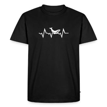 Battement de coeur d'impulsion d'ECG de fruits de mer de baleine - T-shirt Premium bio Homme - noir - Devant - Nico (187cm)