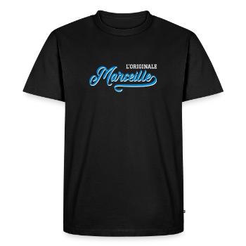 Marseille vintage l'originale - T-shirt Premium bio Homme - noir - Devant - Nico (187cm)