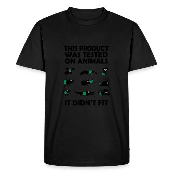 PRODUKT an Tieren getestet - passte nicht - Männer Premium Bio T-Shirt - Schwarz - Vorne - Nico (187cm)