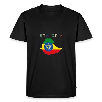 Drapeau de la carte de l’Éthiopie - T-shirt Premium bio Homme - noir - Devant - Nico (187cm)