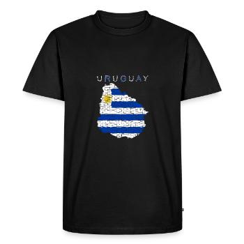 Uruguay Map Flag - Men's Premium Organic T-Shirt - black - Front - Nico (187cm)