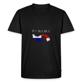 Panama Map Flag - Men's Premium Organic T-Shirt - black - Front - Nico (187cm)
