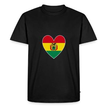 Bolivia Heart Design - Men's Premium Organic T-Shirt - black - Front - Nico (187cm)