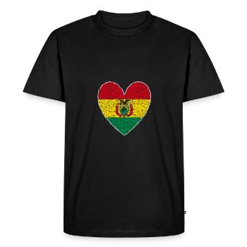 Bolivia Heart Art Design - Men's Premium Organic T-Shirt - black - Front - Nico (187cm)