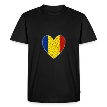 Conception d’Art Coeur Roumanie - T-shirt Premium bio Homme - noir - Devant - Nico (187cm)