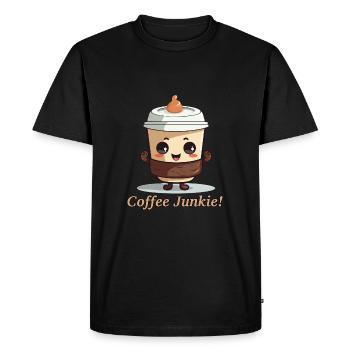 café junkie matin grincheux café accro bureau - T-shirt Premium bio Homme - noir - Devant - Nico (187cm)