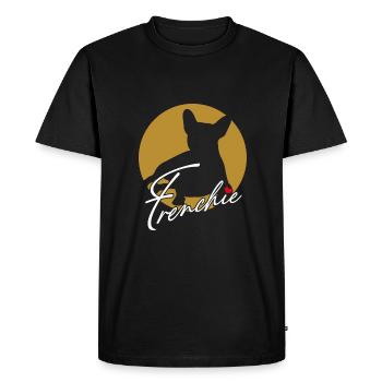Bouledogue français avec cœur J’aime les Frenchies - T-shirt Premium bio Homme - noir - Devant - Nico (187cm)