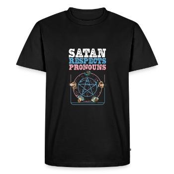 Satan respecte les pronoms Pentagramme satanique - T-shirt Premium bio Homme - noir - Devant - Nico (187cm)