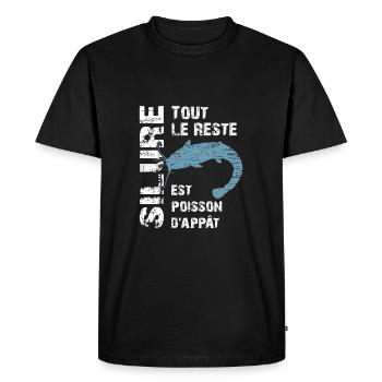 Pêche au silure Tout le reste est poisson d'appât - T-shirt Premium bio Homme - noir - Devant - Nico (187cm)