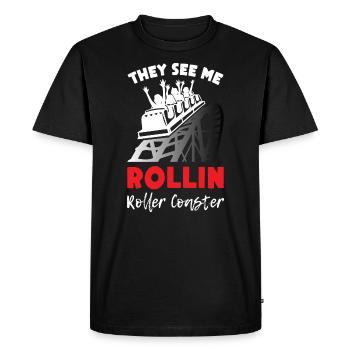 They See me Rollin Roller Coaster - Men's Premium Organic T-Shirt - black - Front - Nico (187cm)