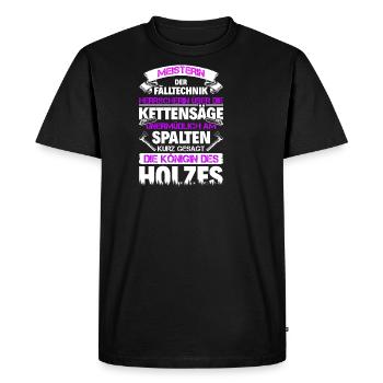 Reine du bois - Tronçonneuse Bûcheron Forestier - T-shirt Premium bio Homme - noir - Devant - Nico (187cm)