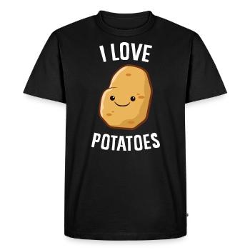 Pomme de terre - J’adore les pommes de terre - T-shirt Premium bio Homme - noir - Devant - Nico (187cm)