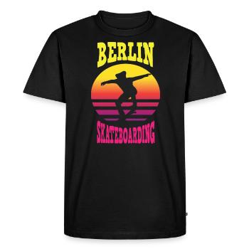 Skateboard Skateboarder Berlin Patinage - T-shirt Premium bio Homme - noir - Devant - Nico (187cm)