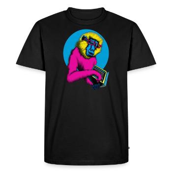 Cool Book Monkey - Men's Premium Organic T-Shirt - black - Front - Nico (187cm)